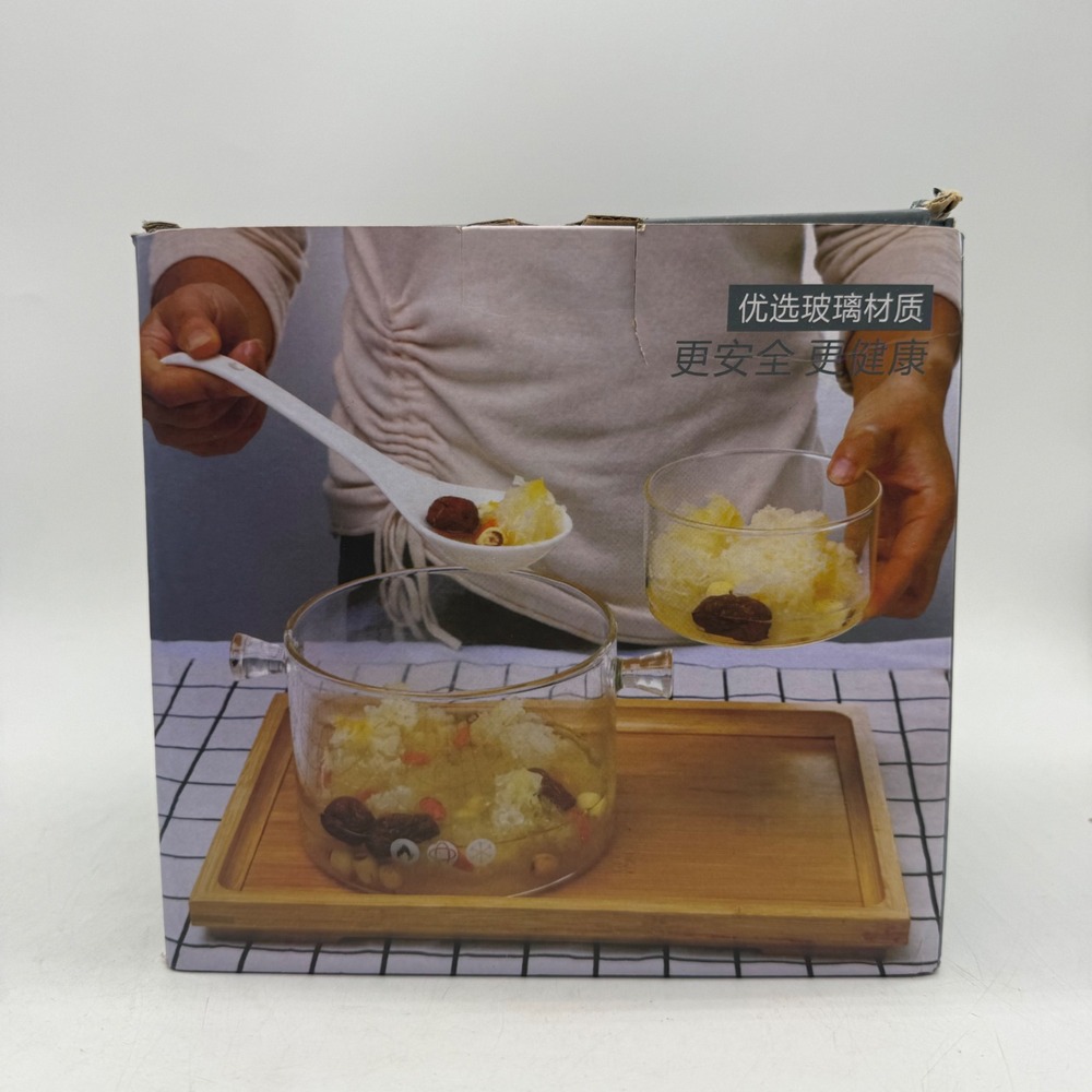 Unbranded Glass Saucepan with Cover 22x17cm Clear Heat Resistant Borosilicate - Picture 3 of 5